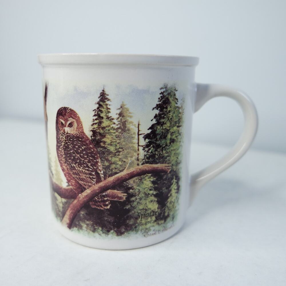 Vintage Cape Shore Spotted Owl Bird Watching Ceramic Coffee Mug Cup 10 Oz
